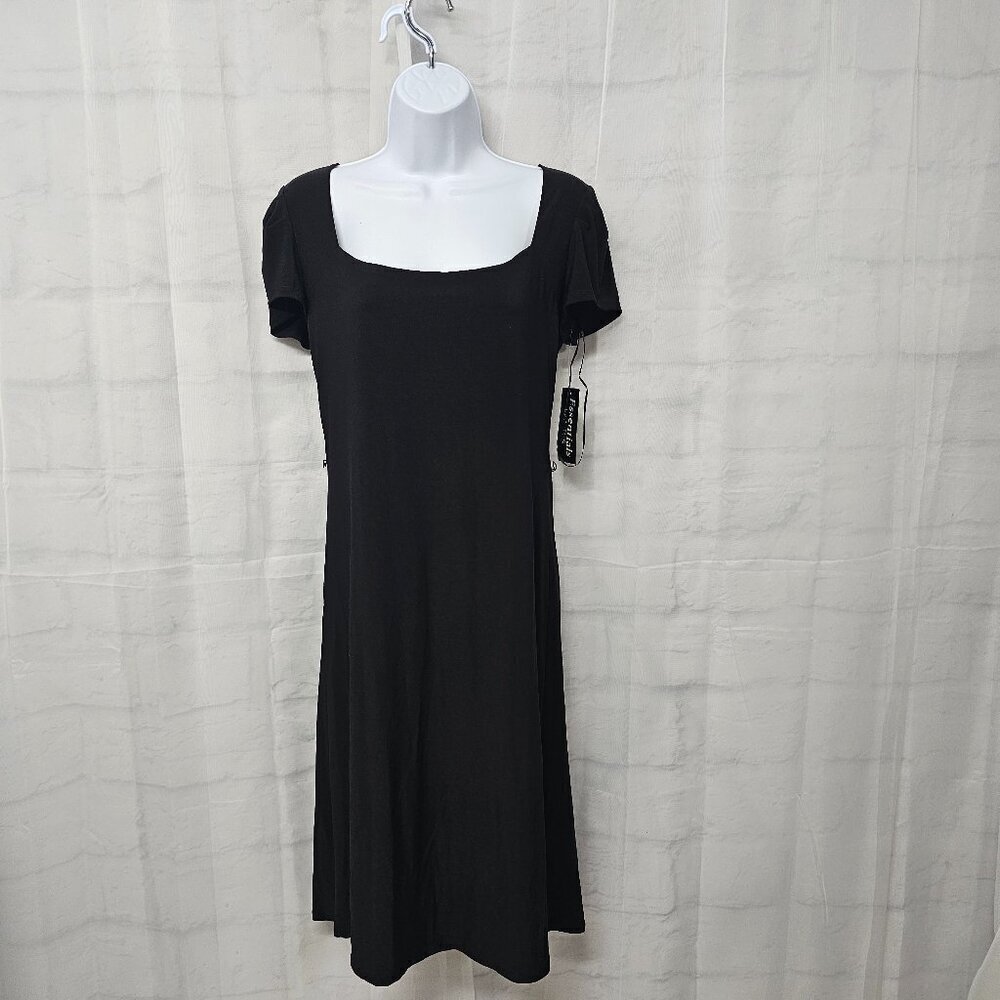 NWT Essentials A.B.S. Black Minimalist Goth Dress Shift Coquette M